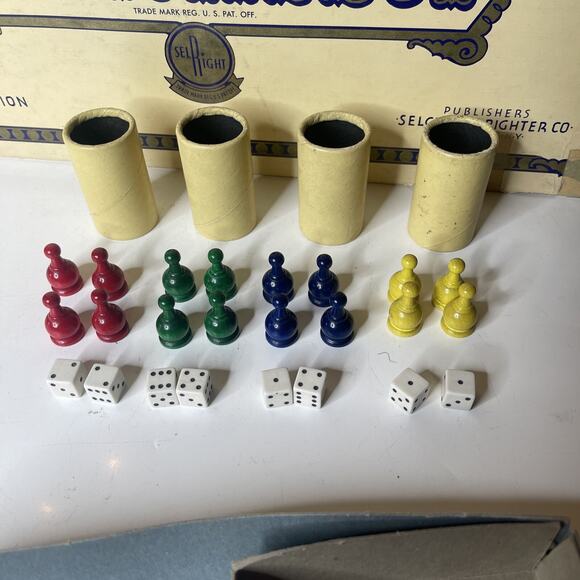 Vintage Parcheesi Gold Seal Edition 1959 Selchow & Righter co. Complete Set - Picture 2 of 12